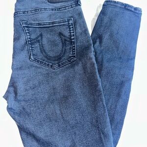 True Religion Women's Dark Indigo Skinny Jeans with Signature Pocket